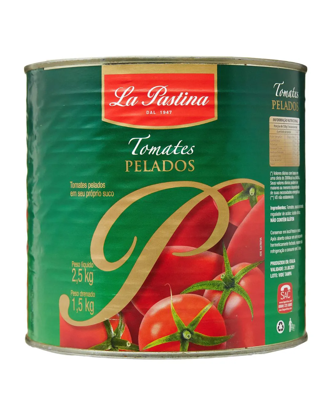 TOMATE PELADO LA PASTINA 2,5 KG