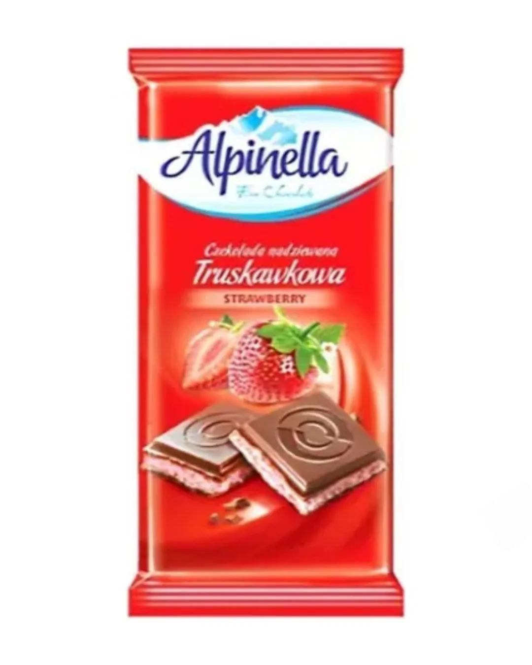 BARRA CHOC LEITE C/MORANGO ALPIN 100 G