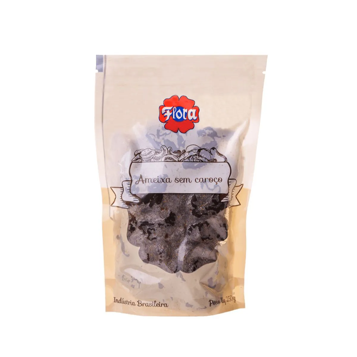AMEIXA PRETA SEM CAROCO ZIP FLORA 250 G