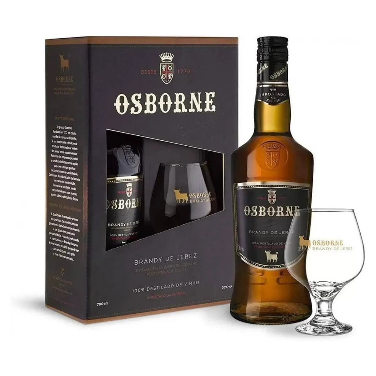 KIT COGNAC BRANDY OSBORNE C/COPO 700ML